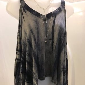 Boutique Marble Cold Shoulder Top